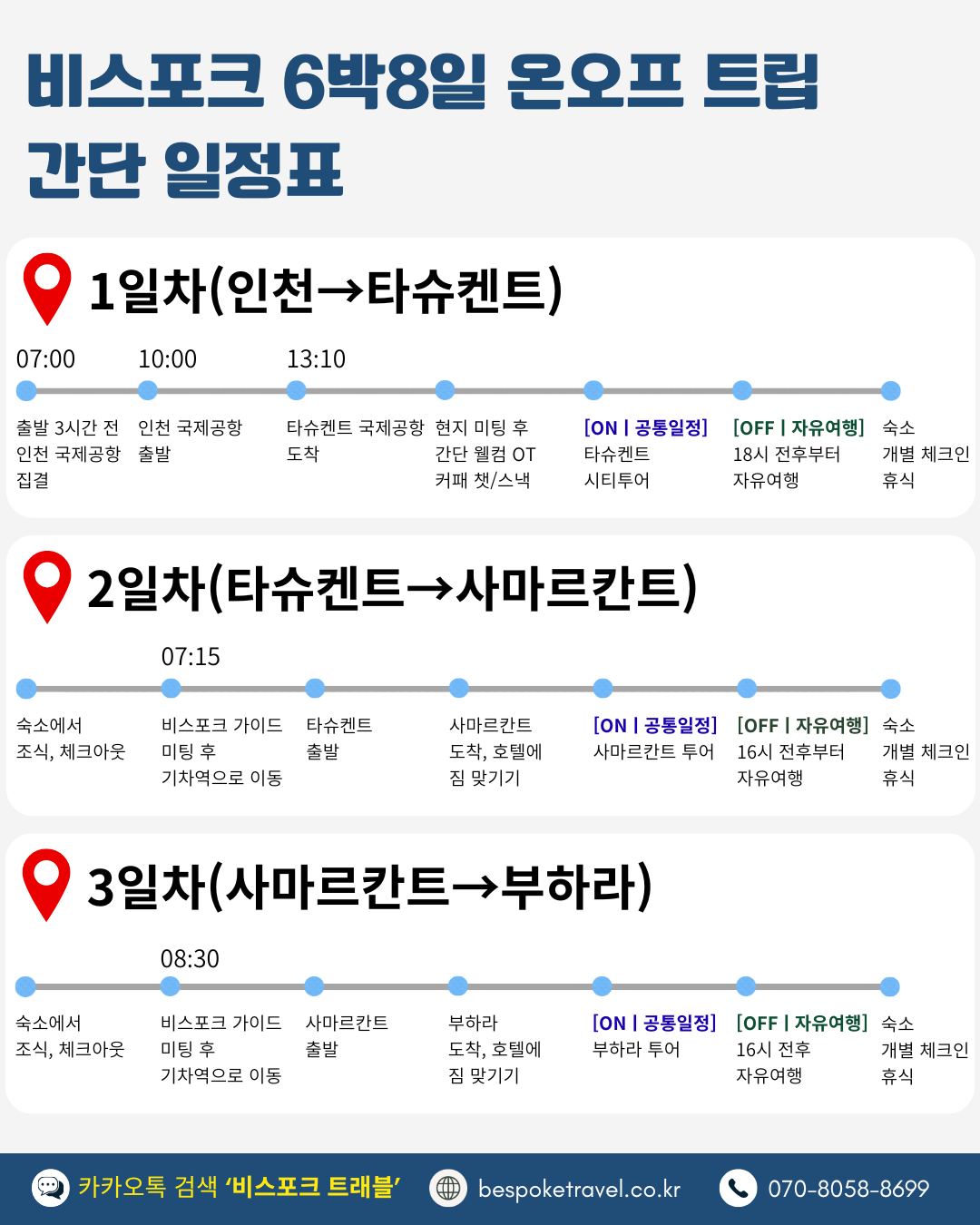 우즈베키스탄 6박8일 간단 일정표